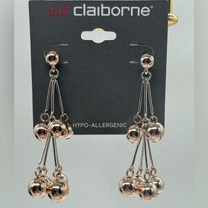 Liz Claiborne RoseGold and Silver Post Dangling Earrings and Bracelet Set